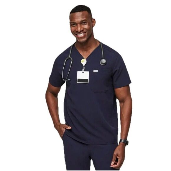 FIGS Mens Leon Three-Pocket Scrub Top Size XL Navy Blue Medical Nurse NWT - Picture 1 of 10